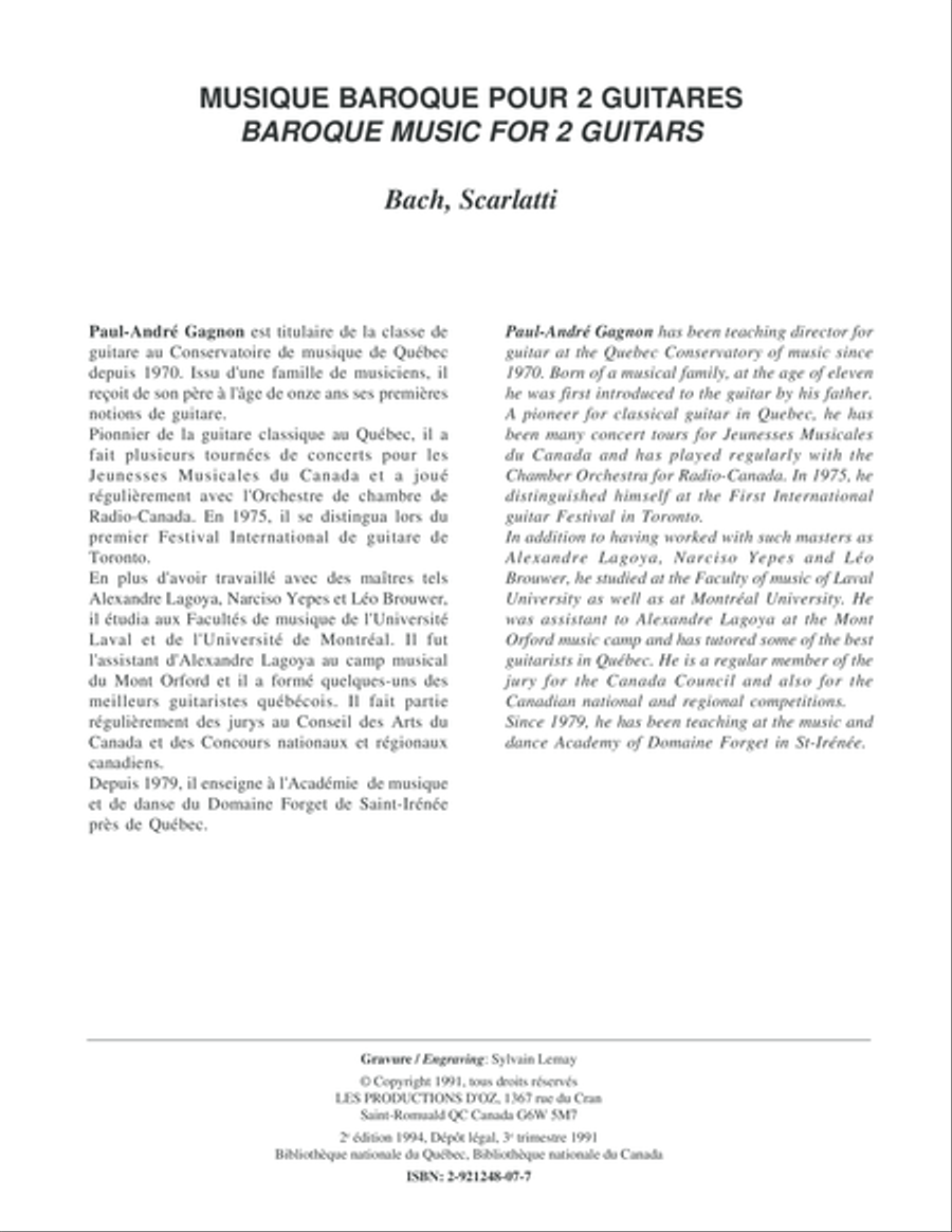 Musique baroque pour deux guitares Classical Guitar scores gallery preview page 1