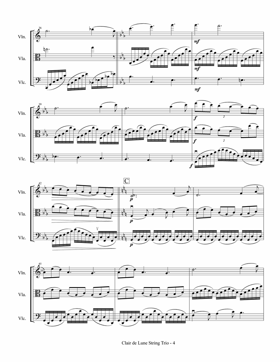 Clair de Lune (String Trio) String Trio scores gallery preview page 5