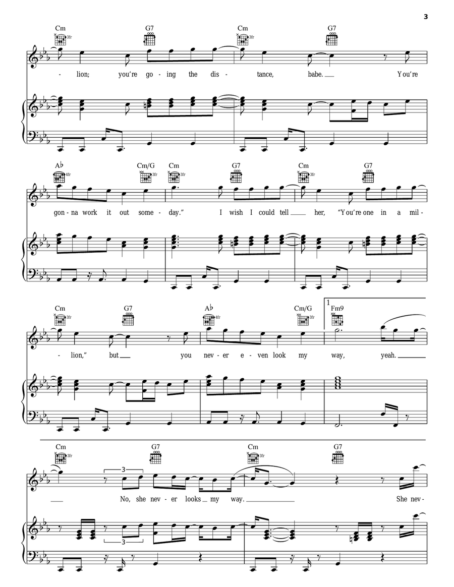 One In A Million Piano, Vocal, Guitar scores gallery preview page 3