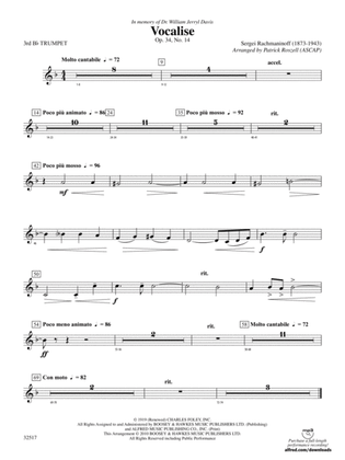 Vocalise, Op. 34, No. 14: 3rd B-flat Trumpet