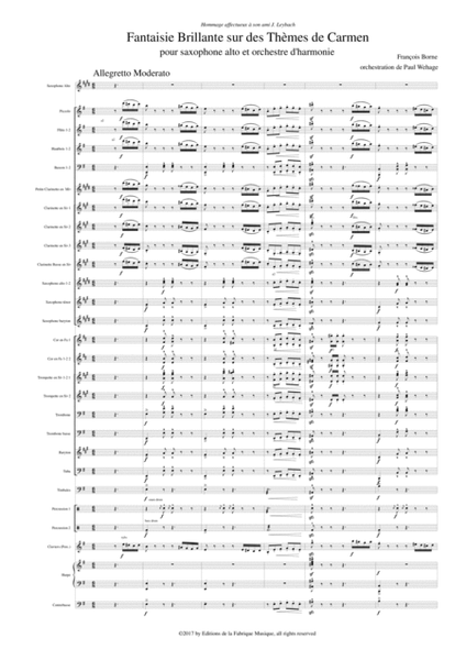 Fantaisie Brillante sur des Thèmes de Carmen for alto saxophone and concert band, score and complete