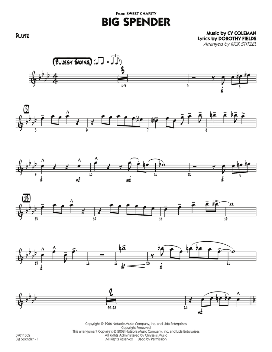 Big Spender - Flute Jazz Ensemble scores gallery preview page 1
