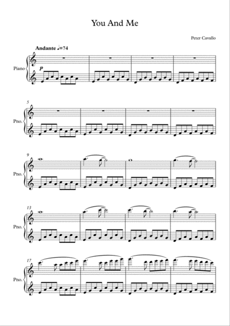 You and Me Piano Solo scores gallery preview page 1