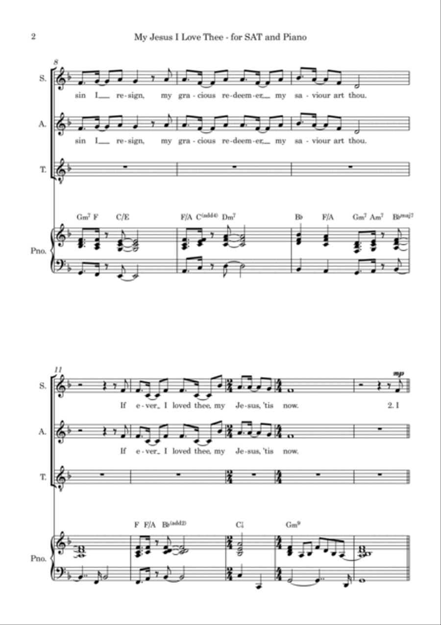 My Jesus I Love Thee – SAT Gospel Choir & Piano SAT scores gallery preview page 4