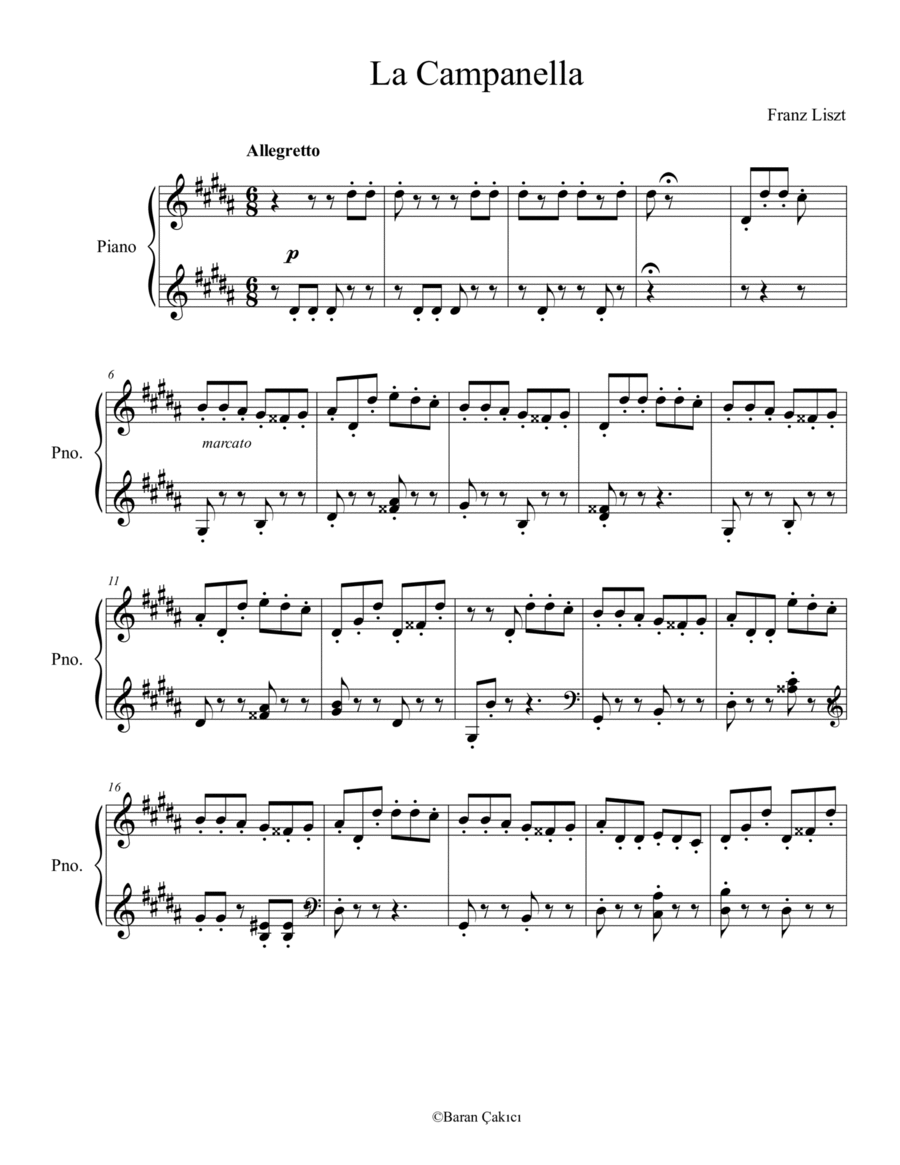 La Campanella Easy Piano scores gallery preview page 1