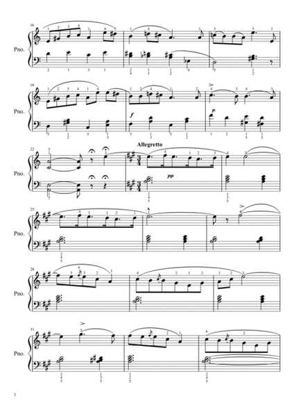 Solveig's song - from Peer Gynt Op.55 No.4 - For Easy Piano With Fingered image number null