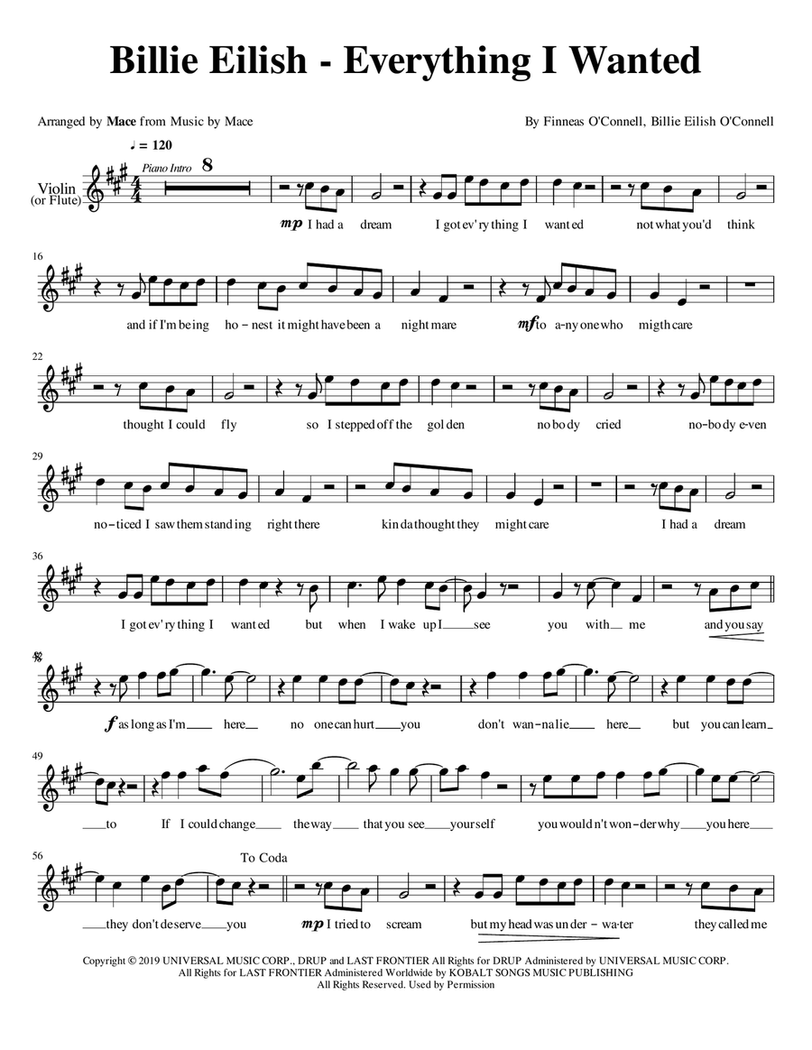 Everything I Wanted Flute scores gallery preview page 1