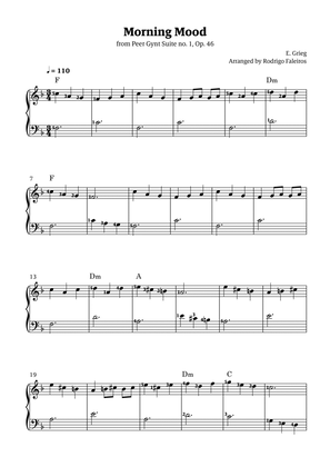 Morning Mood (easy piano - intermediate level 3 - with fingerings and chords)