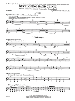 Developing Band Clinic (A Warm-Up and Fundamental Sequence for Concert Band): 1st F Horn