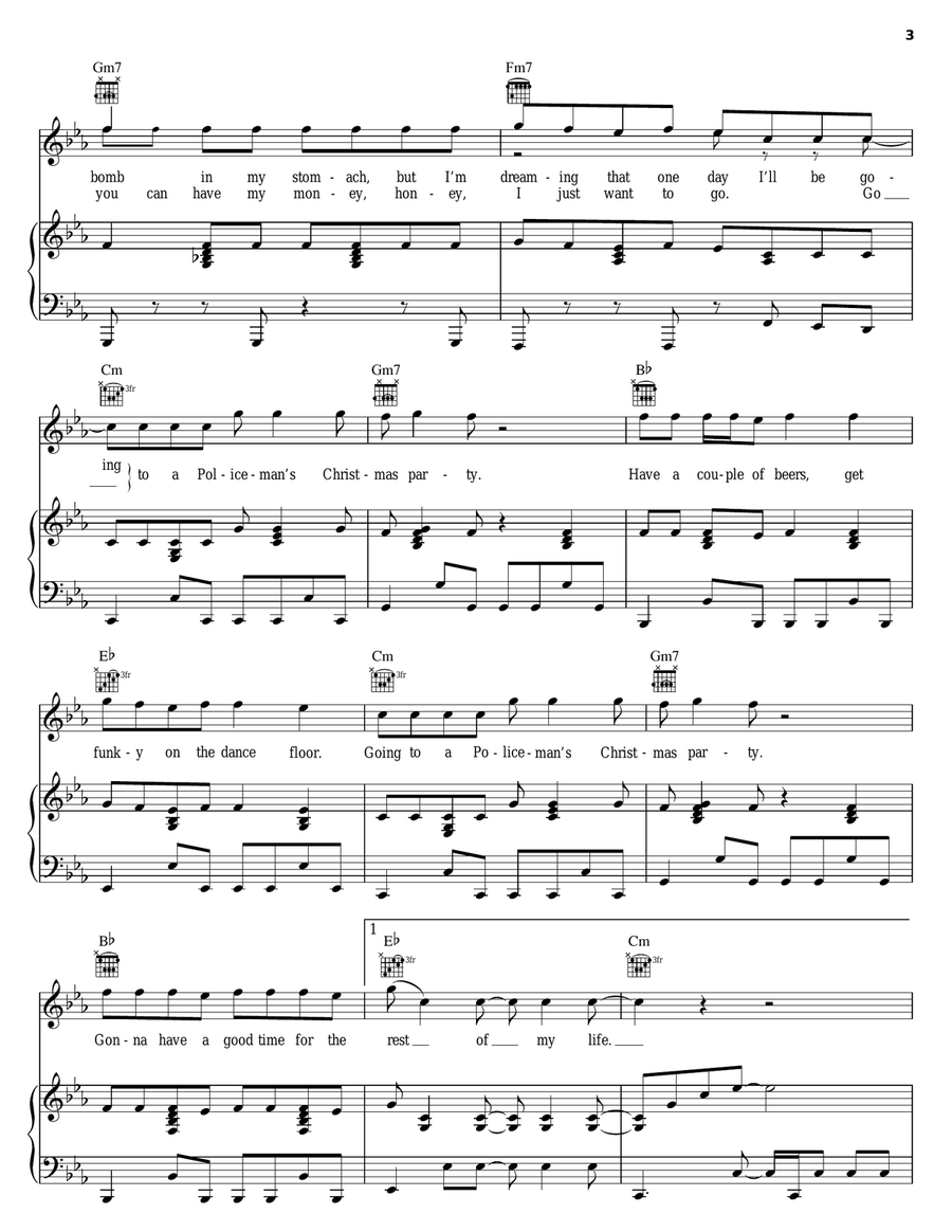 Policeman's Xmas Party Piano, Vocal, Guitar scores gallery preview page 3