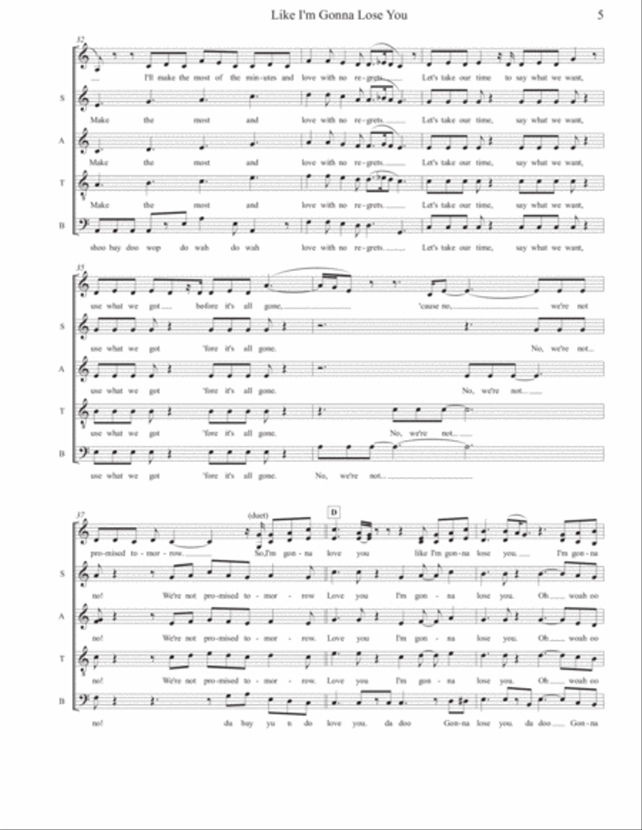 Like I'm Gonna Lose You Like I'm Gonna Lose You 4-Part scores gallery preview page 5