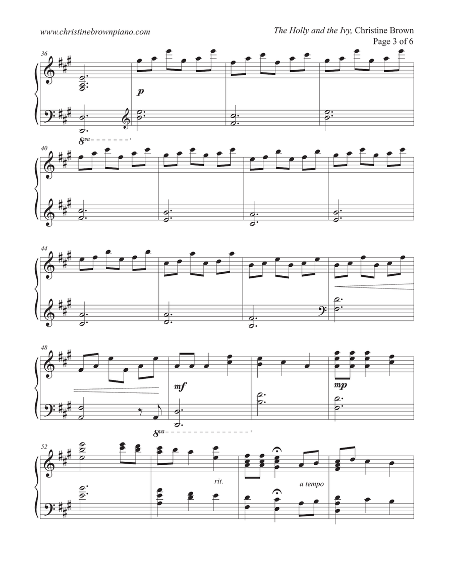 The Holly and the Ivy, piano solo Piano Solo scores gallery preview page 3