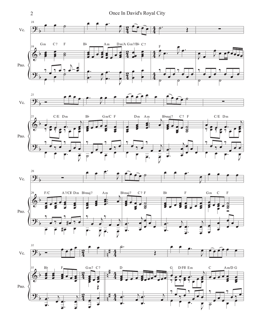 Once In Royal David's City (Cello solo and Piano) Once In Royal David's City (Cello solo and Piano) Piano scores gallery preview page 2