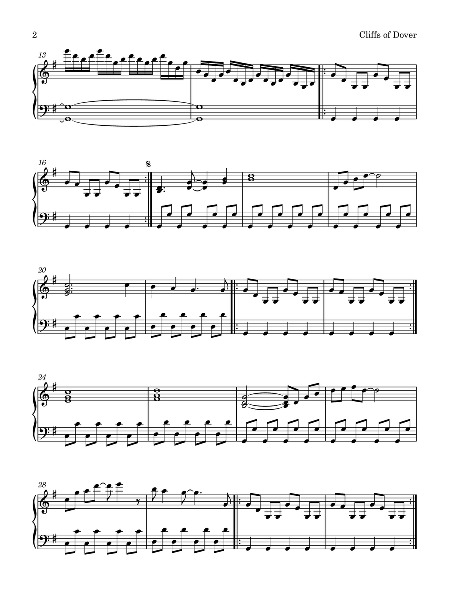 Cliffs Of Dover Piano Solo scores gallery preview page 2