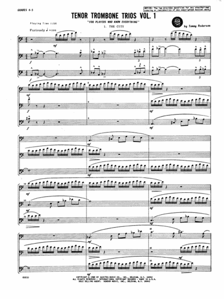 Tenor Trombone Trios, Volume 1 - Full Score