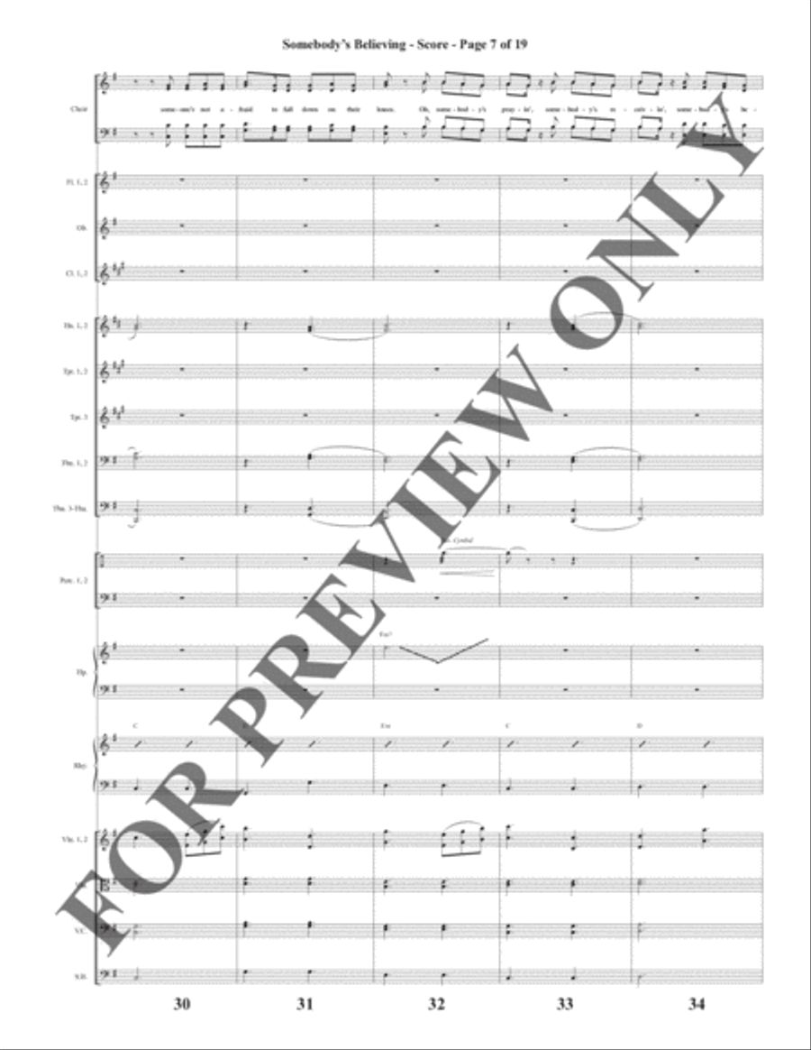 Somebody's Believing - Orchestration Choir scores gallery preview page 8