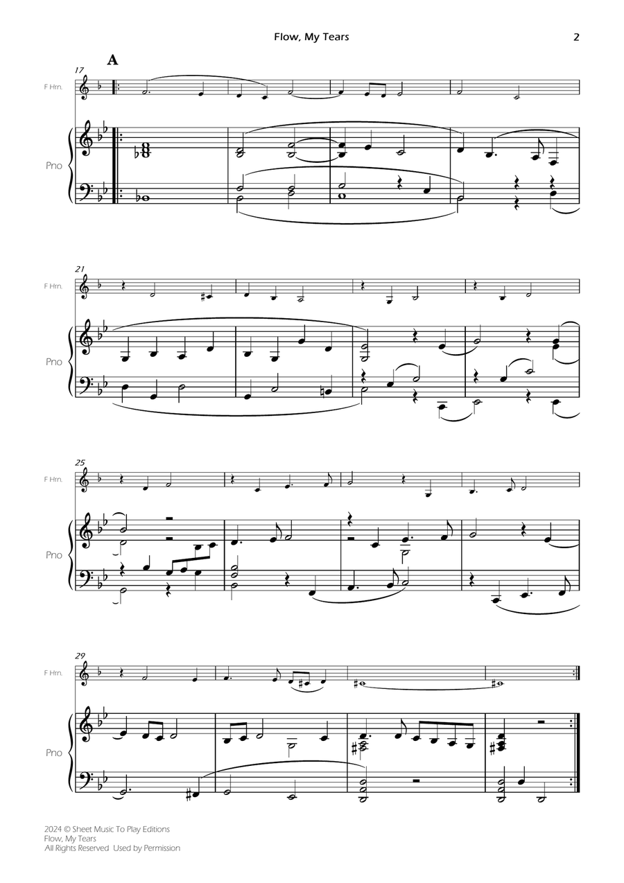 Flow My Tears - French Horn and Piano (Full Score and Parts) Piano scores gallery preview page 4