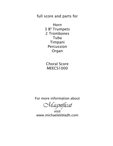 Magnificat Full Score & Parts image number null