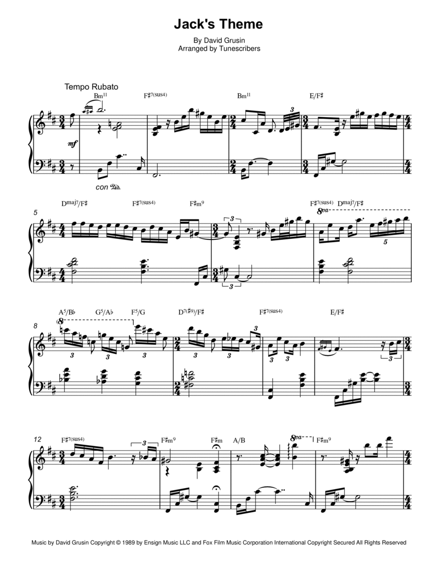 Jack's Theme Jack's Theme Piano Solo scores gallery preview page 1