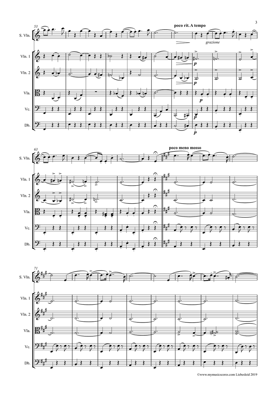 Kreisler Liebesleid for Solo Violin and String Orchestra String Orchestra scores gallery preview page 4