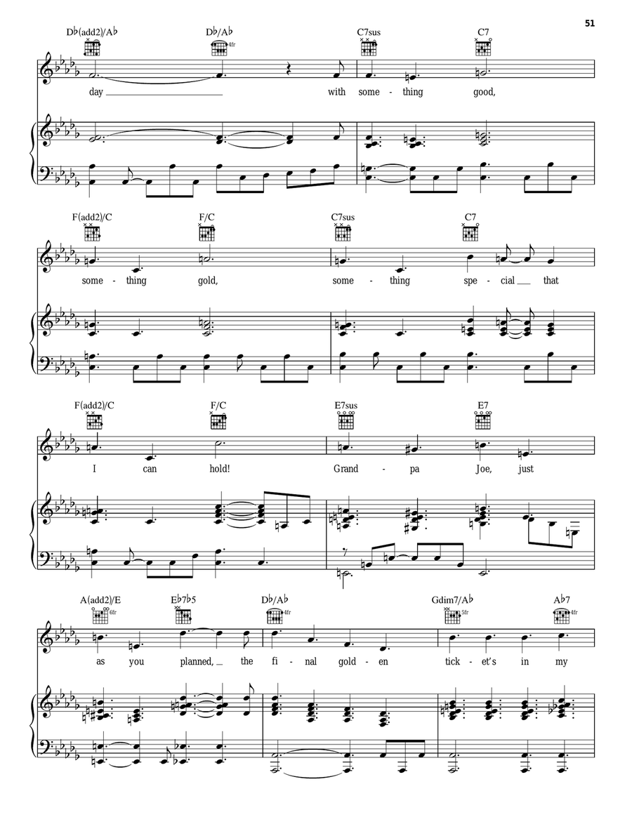I've Got A Golden Ticket / Grandpa Joe (from Charlie And The Chocolate Factory) Piano, Vocal, Guitar scores gallery preview page 3