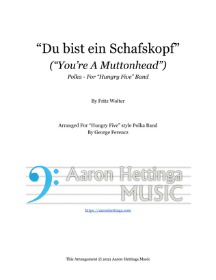 Book cover for "Du bist ein Schafskopf" ("You’re A Muttonhead") - Polka - For "Hungry Five" Band