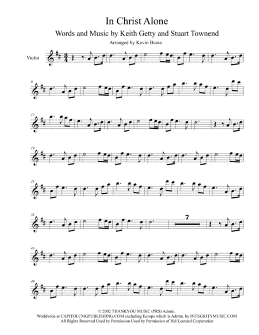 In Christ Alone In Christ Alone Violin Solo scores gallery preview page 1