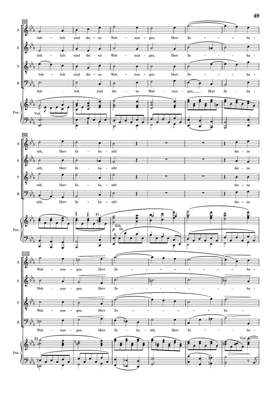 Brahms - Ein Deutsches Requiem, Op.45, IV. Wie lieblich sind deine Wohnungen - Original STAB Piano 4-Part scores gallery preview page 6