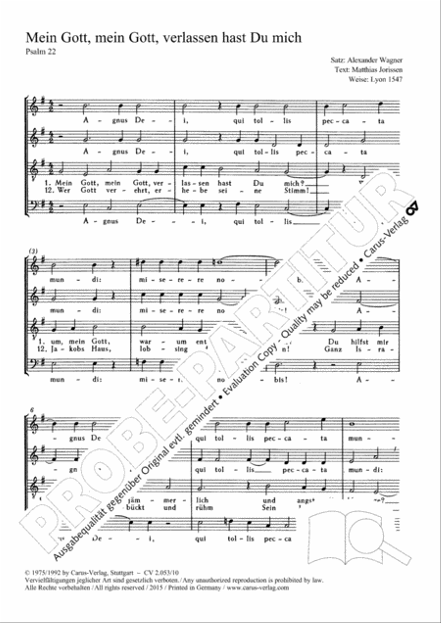 Mein Gott, mein Gott, verlassen hast Du mich 4-Part scores gallery preview page 2