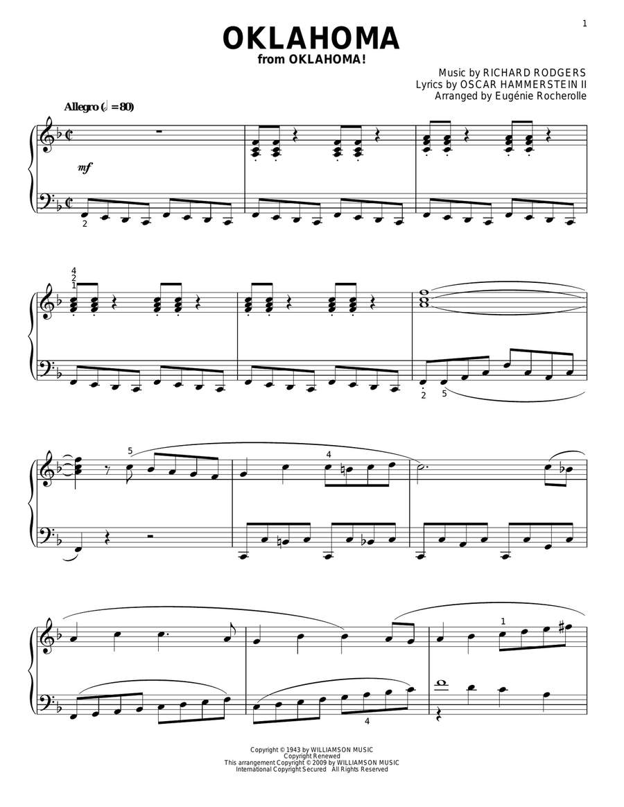 Oklahoma (from Oklahoma!) Piano Solo scores gallery preview page 1