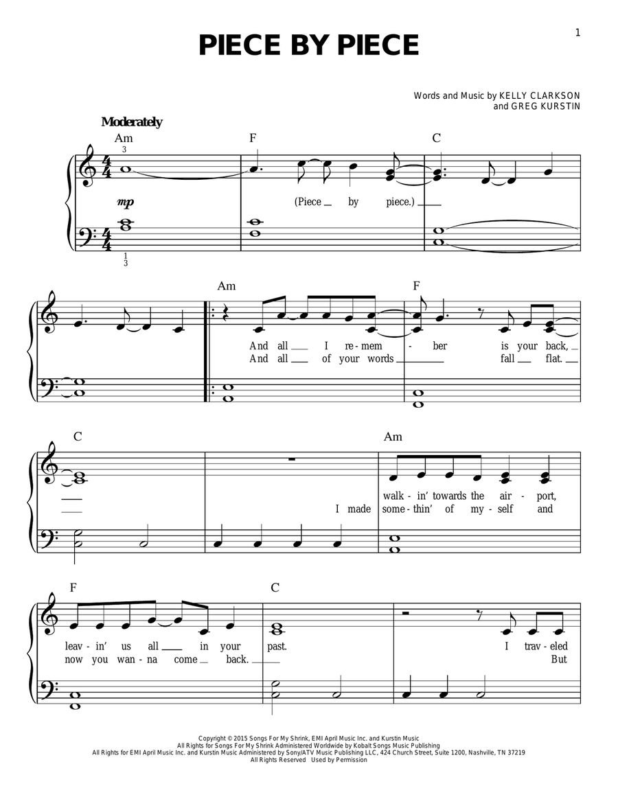 Piece By Piece Easy Piano scores gallery preview page 1