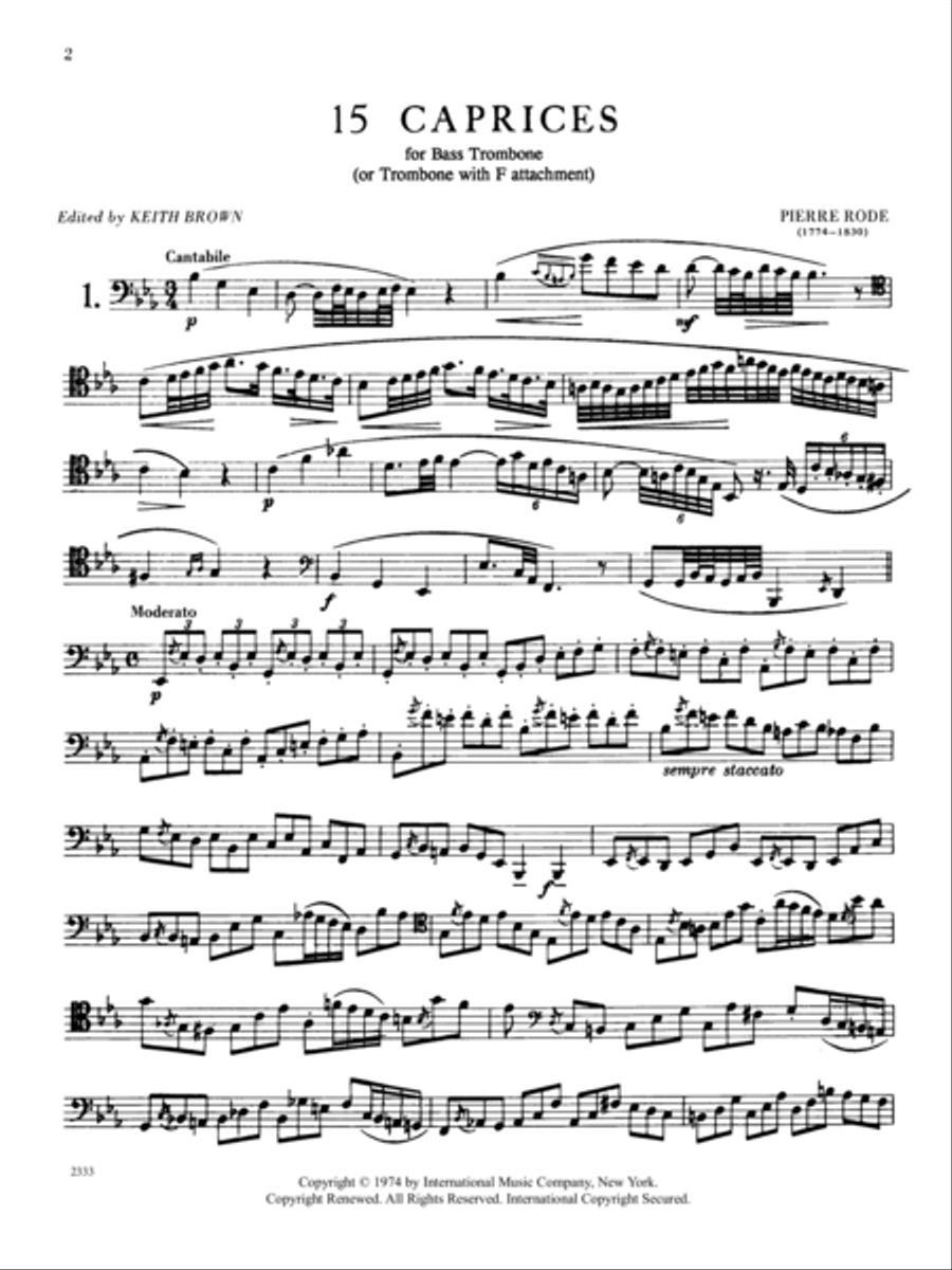 15 Caprices For Bass Trombone Or Trombone With F Attachment Bass Trombone scores gallery preview page 2