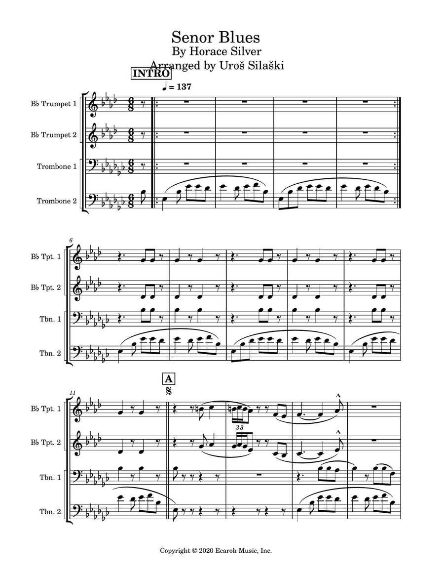 Senor Blues Trombone scores gallery preview page 1