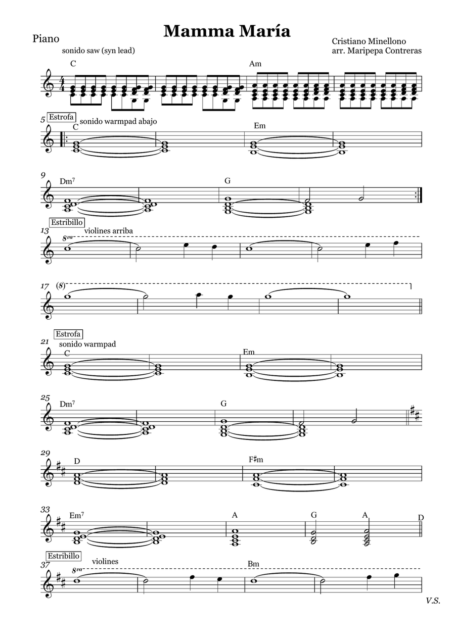 Mamma Maria (mamma Maria) Piano, Vocal scores gallery preview page 1
