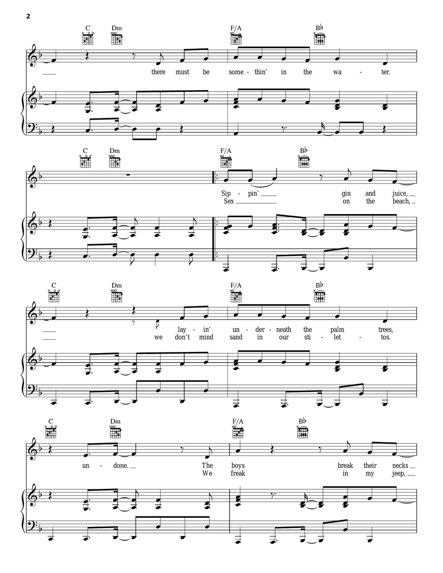 California Gurls Piano, Vocal, Guitar scores gallery preview page 2