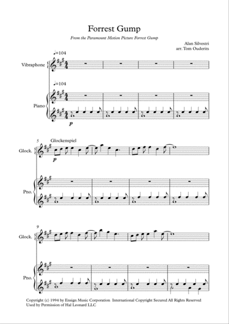 I'm Forrest... Forrest Gump from the Paramount Motion Picture FORREST GUMP Piano scores gallery preview page 1