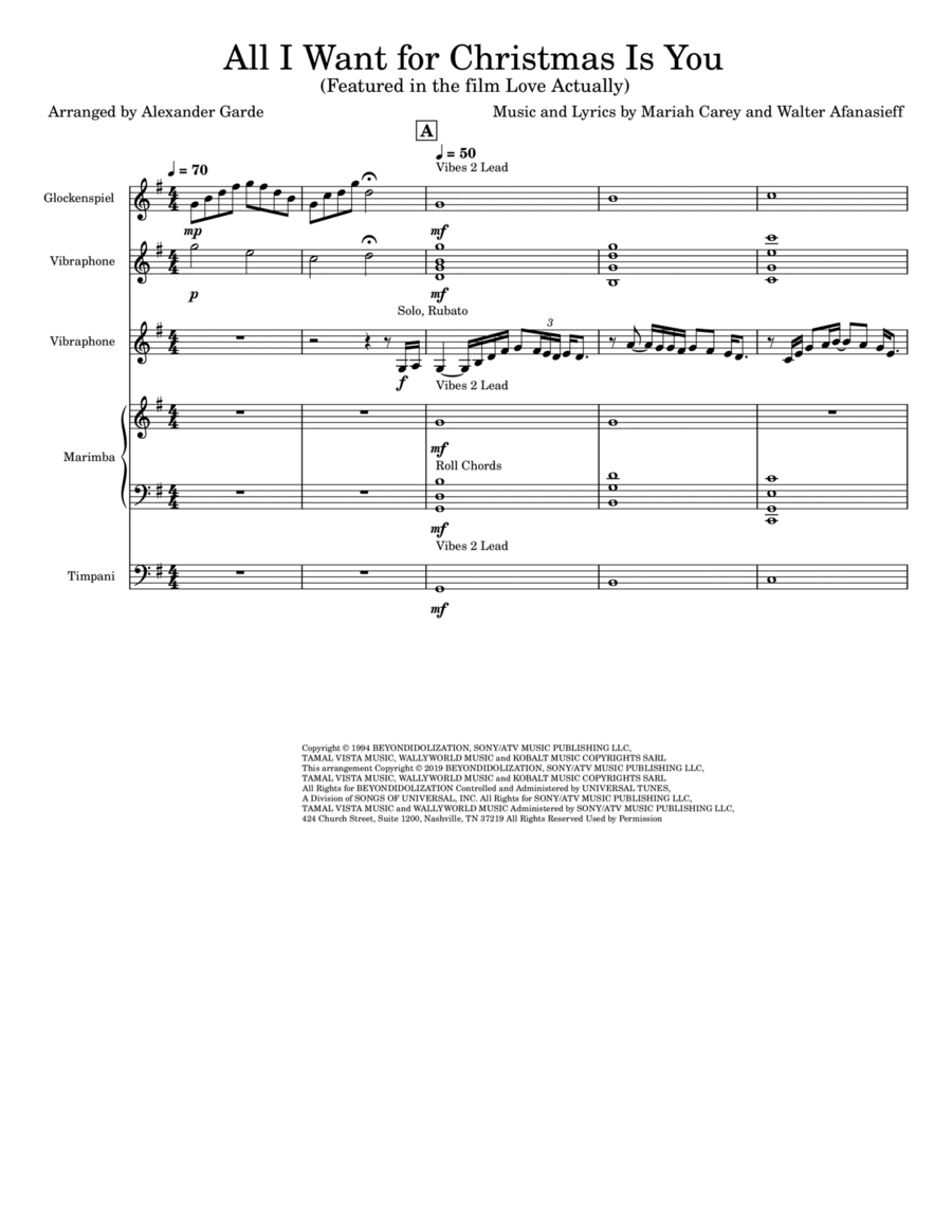 All I Want For Christmas Is You Percussion scores gallery preview page 1