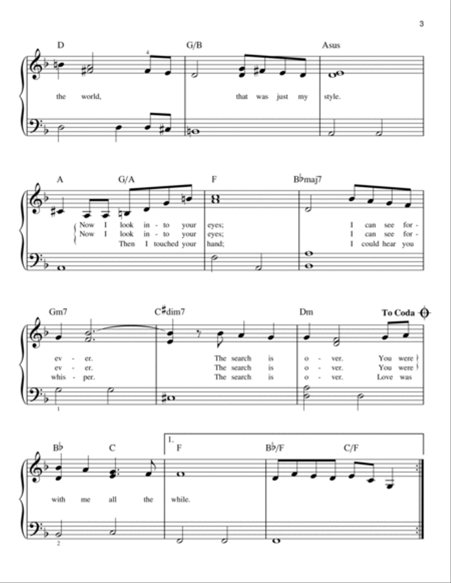 The Search Is Over Easy Piano scores gallery preview page 3