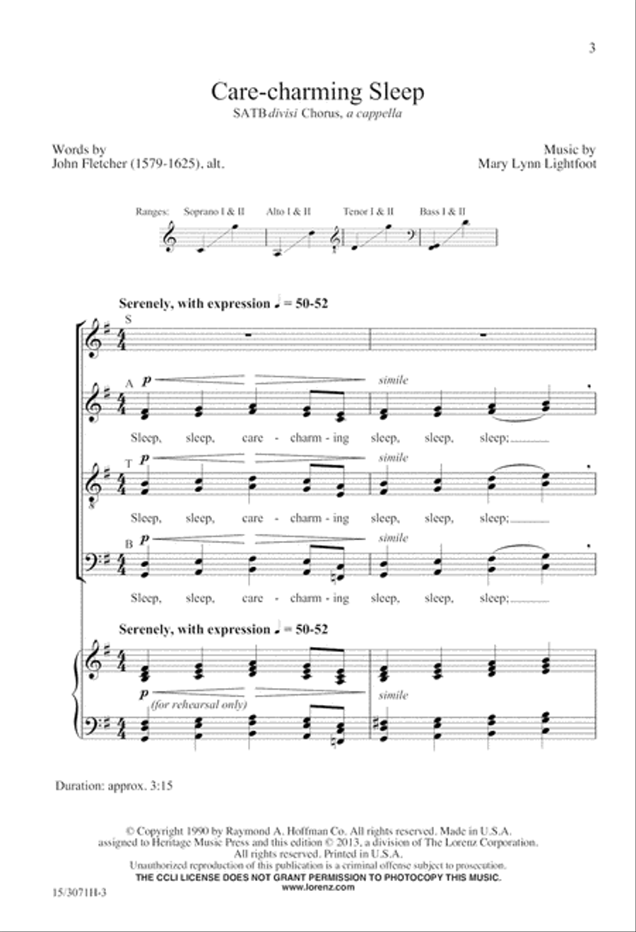 Care-charming Sleep Care-charming Sleep Divisi scores gallery preview page 3