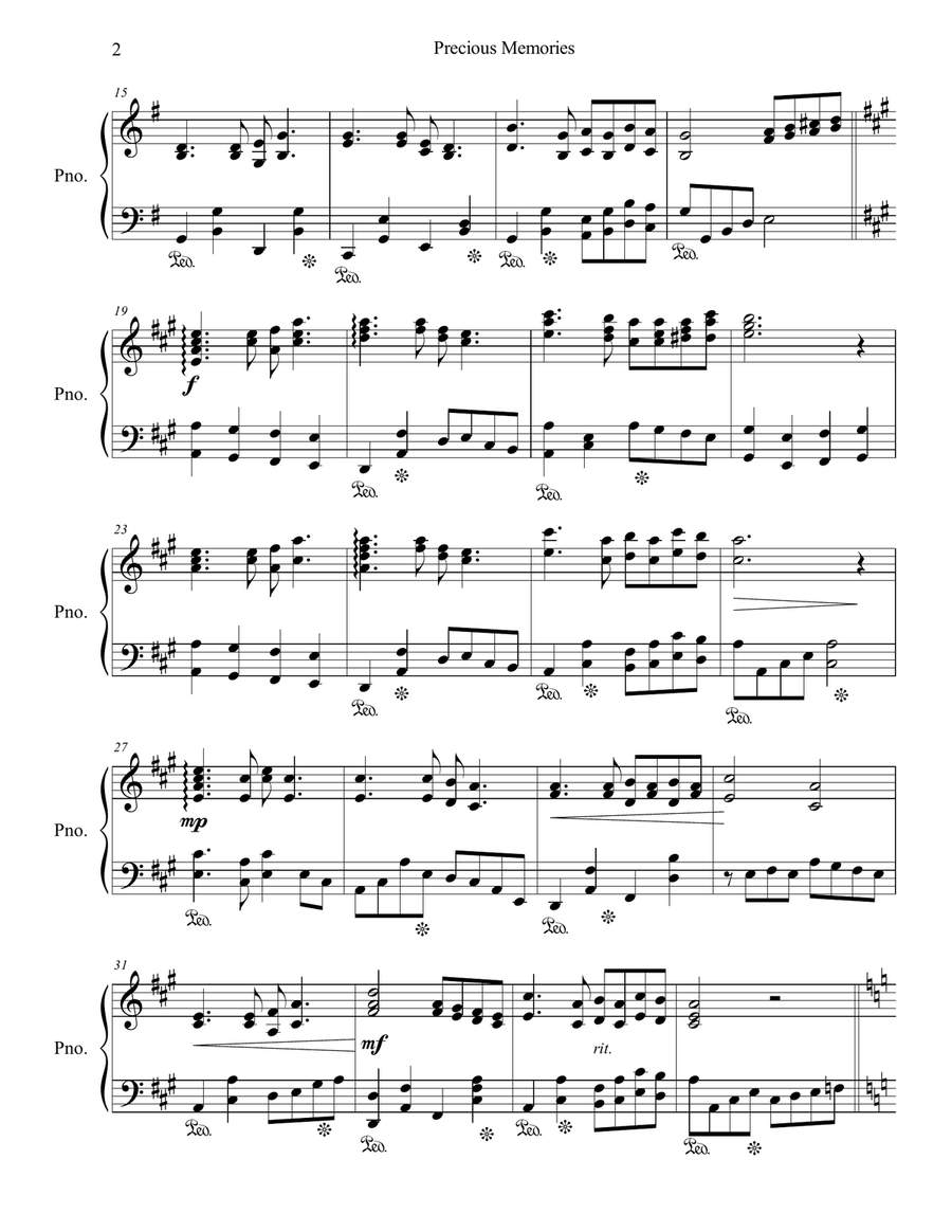 Precious Memories Piano Solo scores gallery preview page 3