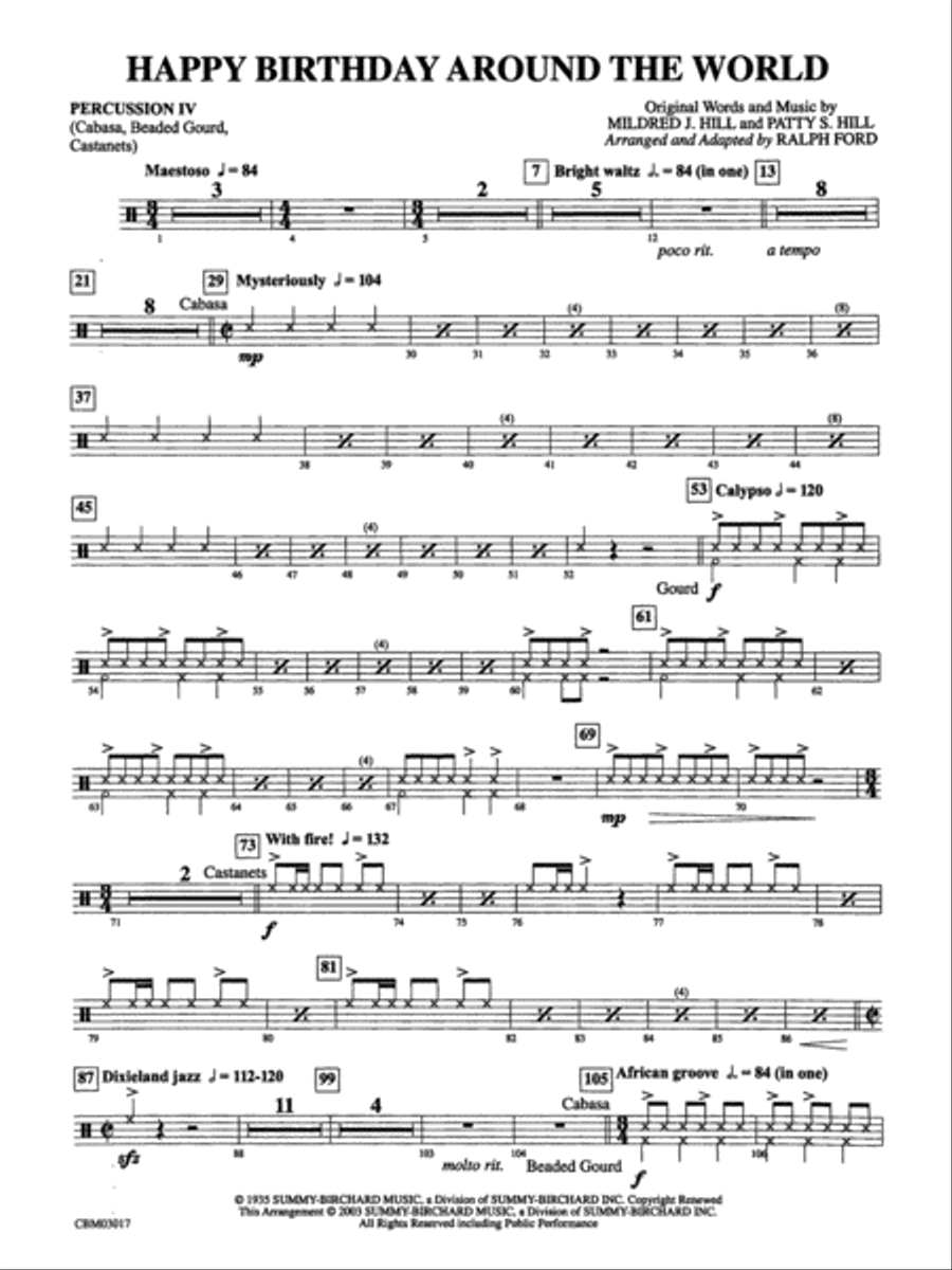 Happy Birthday Around the World: 4th Percussion Concert Band scores gallery preview page 1