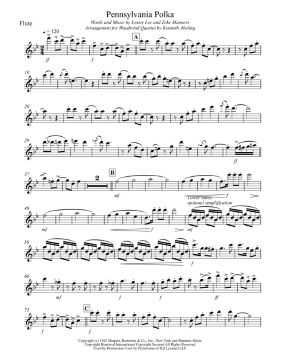 Pennsylvania Polka Woodwind Quartet scores gallery preview page 6