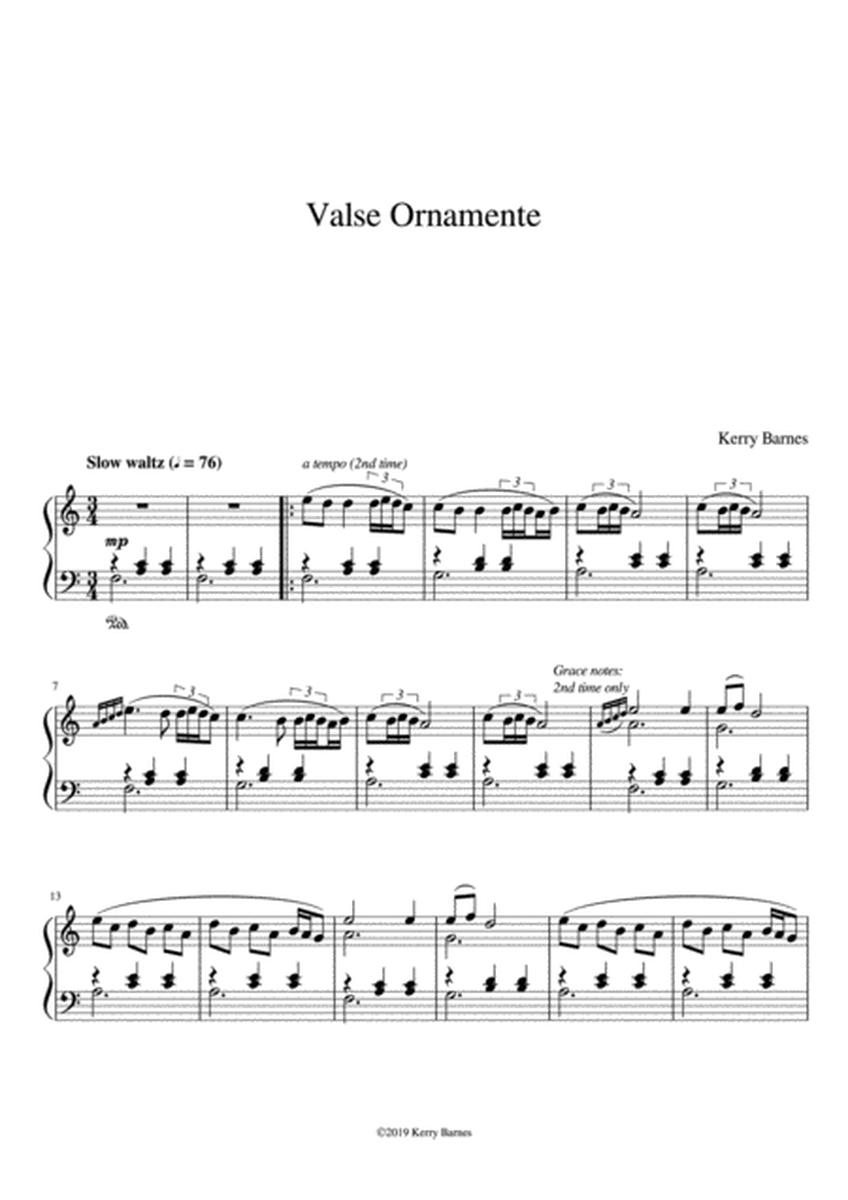 "Valse Ornamente" Sparkling intermediate recital piece. Piano Solo!! image number null