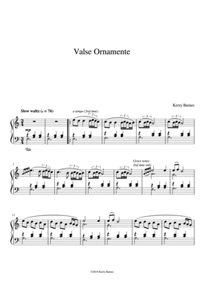 "Valse Ornamente" Sparkling intermediate recital piece. Piano Solo!!