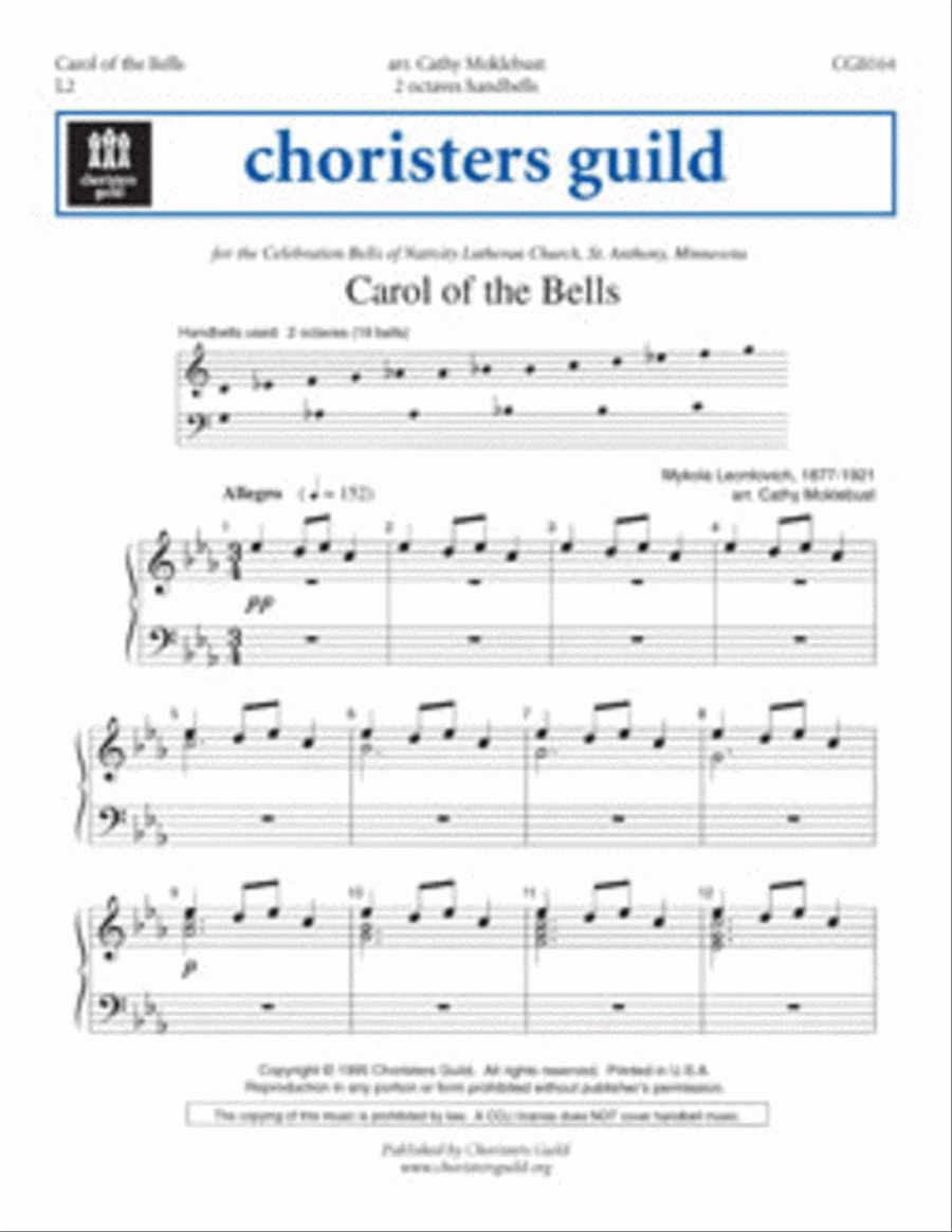 Carol of the Bells by Cathy Moklebust Handbell Choir - Sheet Music