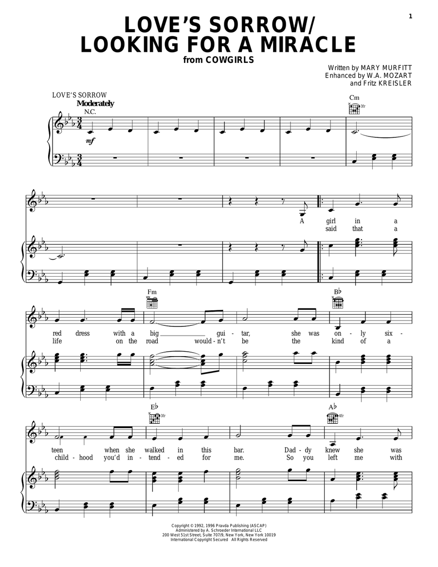 Love's Sorrow/Looking For A Miracle Acoustic Guitar scores gallery preview page 1