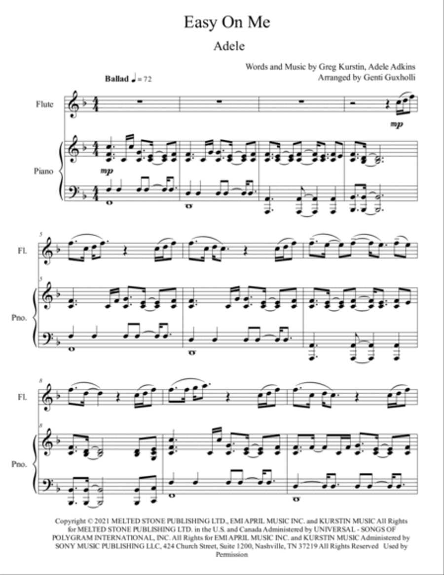Easy On Me Flute Solo scores gallery preview page 2