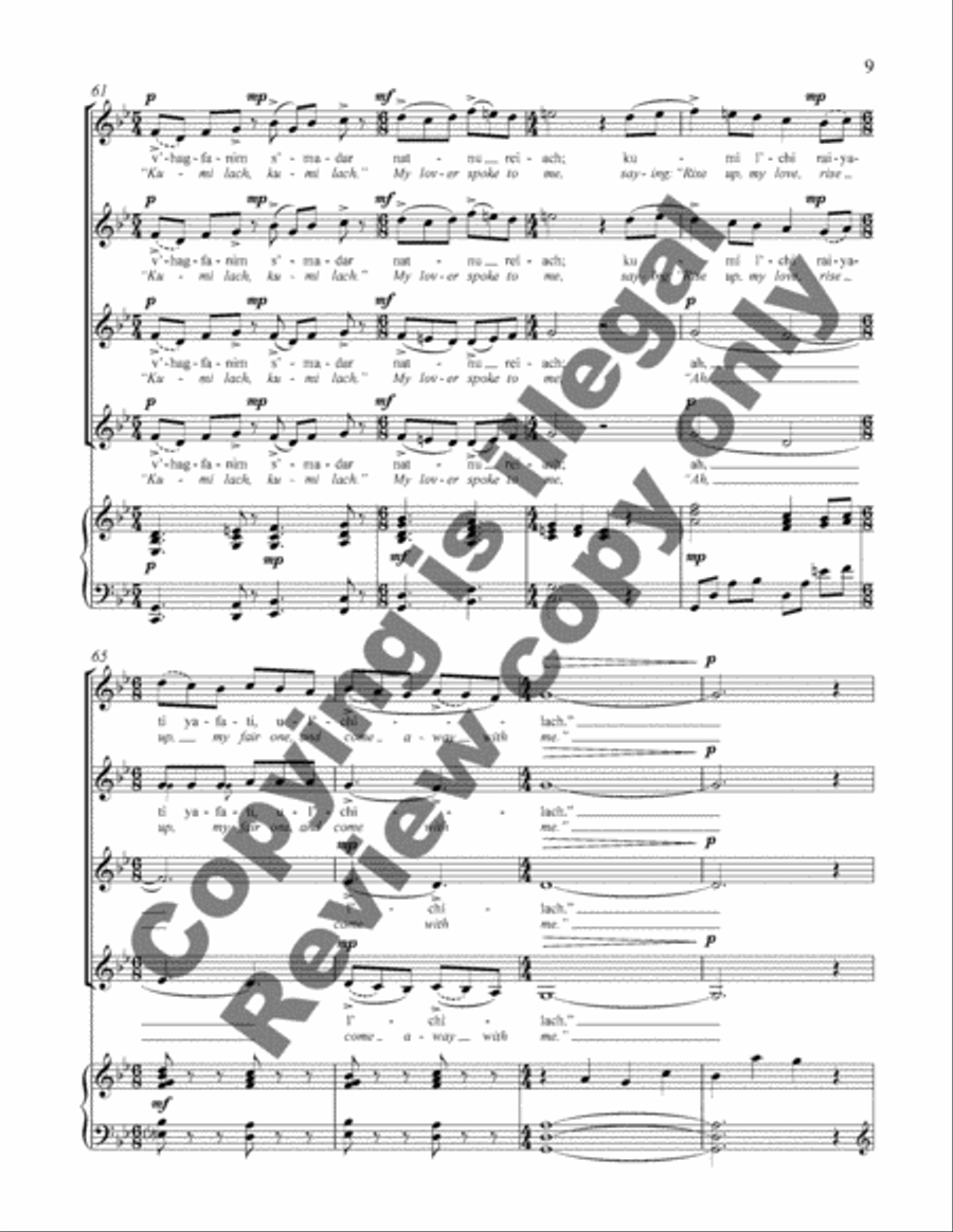 Songs of My Beloved: 3. Anah Dodi, V'amar Li (My Beloved Spoke to Me) SSAA scores gallery preview page 16