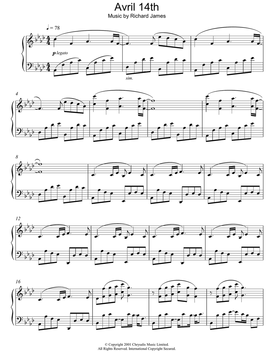 Avril 14th Piano Solo scores gallery preview page 1