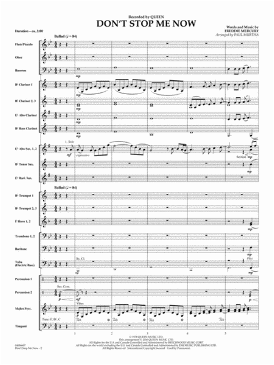 Don't Stop Me Now Concert Band scores gallery preview page 3
